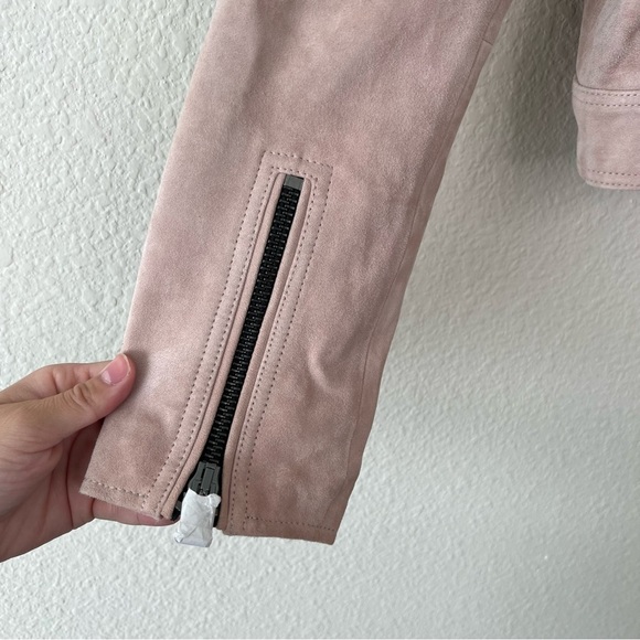 NEW All Saints Ayra Suede Biker jacket in pink size 6 - Picture 5 of 12